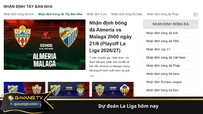 dự đoán La Liga hôm nay