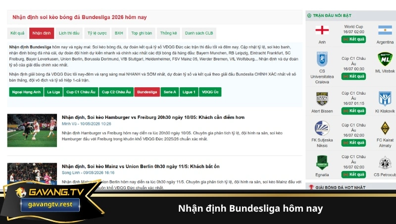 nhận định Bundesliga hôm nay