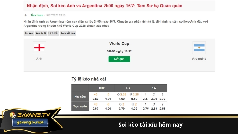 soi kèo tài xỉu hôm nay