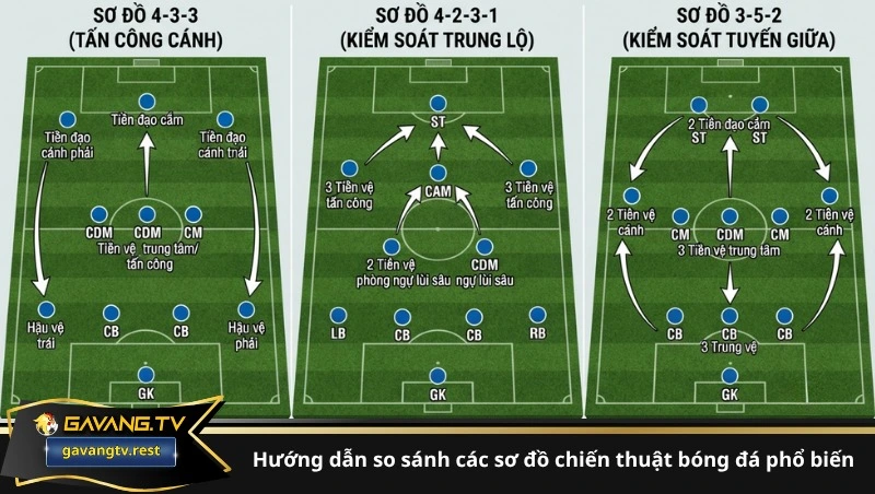 Hướng dẫn so sánh các sơ đồ chiến thuật bóng đá phổ biến