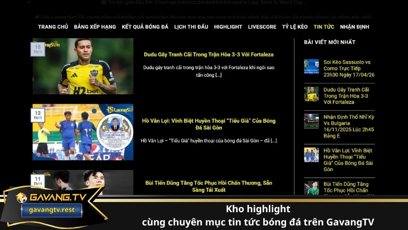 Chuyên mục tổng hợp video highlight bóng đá và hệ thống bản tin tin tức thể thao cập nhật 24h trên GavangTV