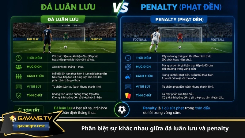 Phân biệt sự khác nhau giữa đá luân lưu và penalty